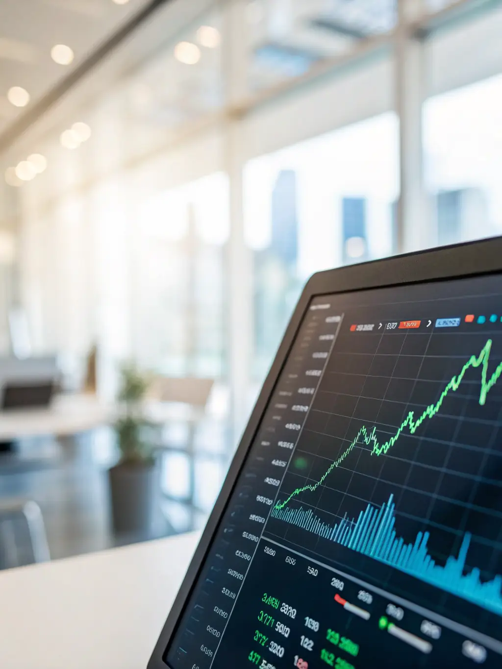 A dynamic graph showing upward trends in a stock market chart, illustrating the potential for high returns.